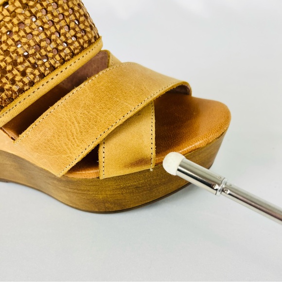 Musse & Cloud Woven Suede Leather Wedge Mule Camel Tan Brown Size 36 US 5.5-6 - Picture 13 of 16